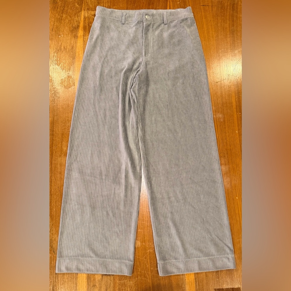 The Republic Women's Wide Leg Gray Corduroy Pants Cozy Zipper NWT